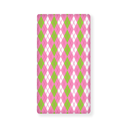 White Pink And Green Argyle Print Baby Crib Sheet