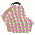 White Pink And Green Argyle Print Baby Seat Cover