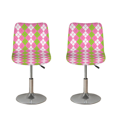White Pink And Green Argyle Print Bar Stool Covers