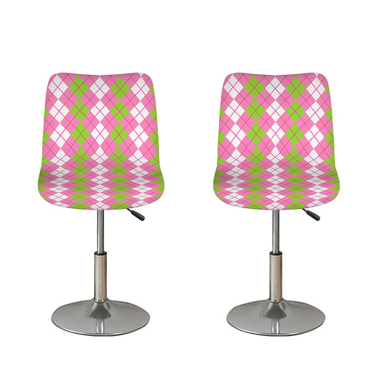 White Pink And Green Argyle Print Bar Stool Covers