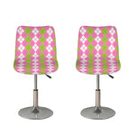 White Pink And Green Argyle Print Bar Stool Covers