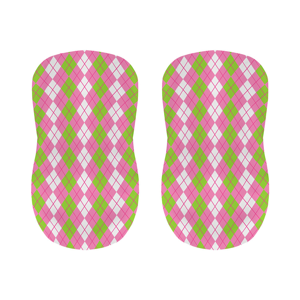 White Pink And Green Argyle Print Bar Stool Covers