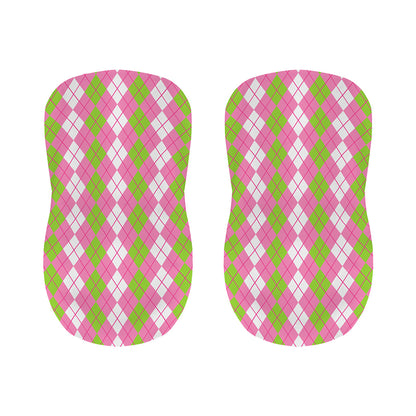 White Pink And Green Argyle Print Bar Stool Covers