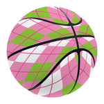 White Pink And Green Argyle Print Basketball