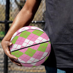 White Pink And Green Argyle Print Basketball