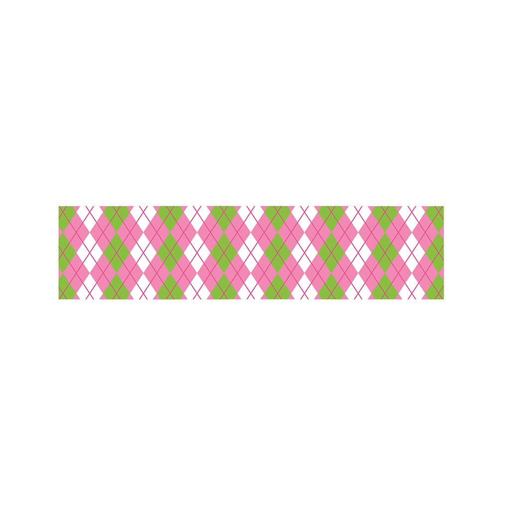 White Pink And Green Argyle Print Bed Runner