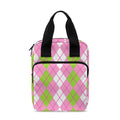 White Pink And Green Argyle Print Bible Tote Bag