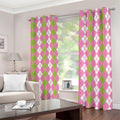 White Pink And Green Argyle Print Dimout Grommet Curtains