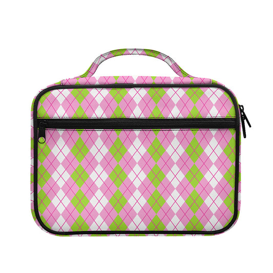 White Pink And Green Argyle Print Briefcase Bible Bag
