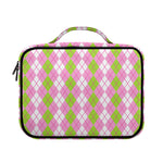 White Pink And Green Argyle Print Briefcase Bible Bag