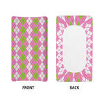 White Pink And Green Argyle Print Changing Pad Cover