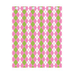 White Pink And Green Argyle Print Curtain