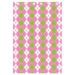 White Pink And Green Argyle Print Curtain