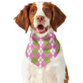White Pink And Green Argyle Print Dog Bandana
