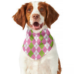 White Pink And Green Argyle Print Dog Bandana