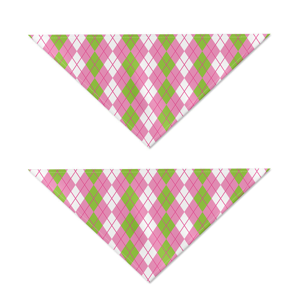 White Pink And Green Argyle Print Dog Bandana
