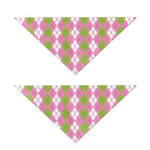 White Pink And Green Argyle Print Dog Bandana