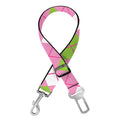 White Pink And Green Argyle Print Dog Seat Belt