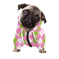 White Pink And Green Argyle Print Dog Zip Up Hoodie