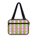 White Pink And Green Argyle Print Double Strap Bible Bag