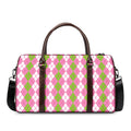White Pink And Green Argyle Print Duffel Bag