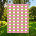 White Pink And Green Argyle Print Garden Flag