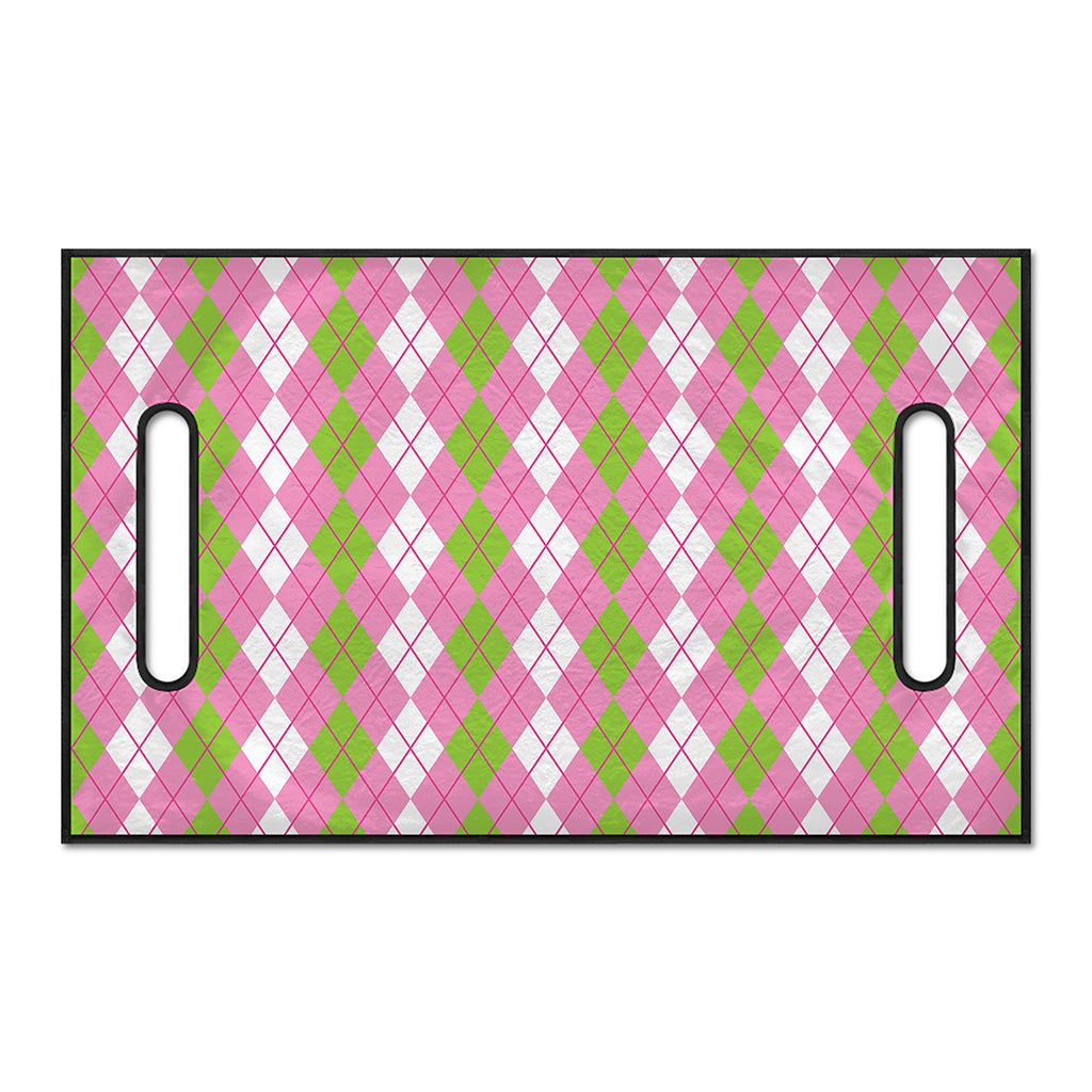 White Pink And Green Argyle Print Golf Cart Seat Cover