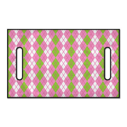 White Pink And Green Argyle Print Golf Cart Seat Cover