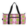 White Pink And Green Argyle Print Gym Bag