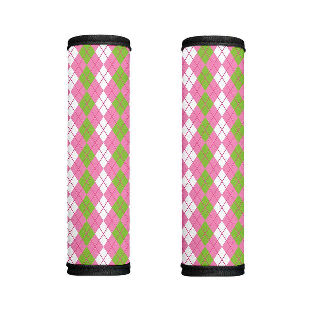 White Pink And Green Argyle Print Handle Covers