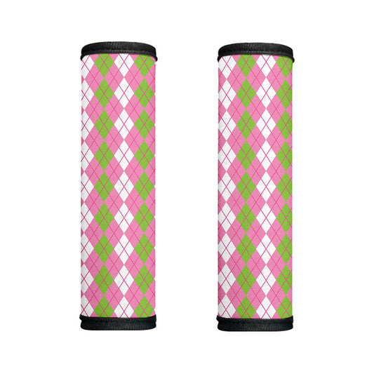White Pink And Green Argyle Print Handle Covers