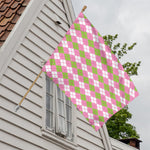 White Pink And Green Argyle Print House Flag
