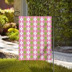 White Pink And Green Argyle Print House Flag