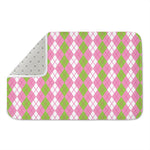 White Pink And Green Argyle Print Indoor Door Mat