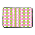 White Pink And Green Argyle Print Kitchen Mat