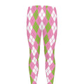 White Pink And Green Argyle Print Men's Leggings