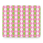White Pink And Green Argyle Print Mouse Pad