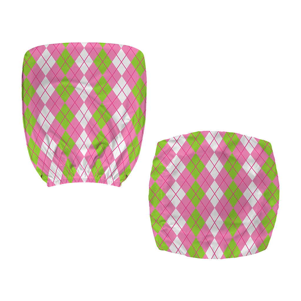 White Pink And Green Argyle Print Office Chair Cover