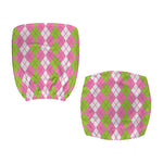 White Pink And Green Argyle Print Office Chair Cover