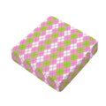 White Pink And Green Argyle Print Outdoor Seat Cushion Cover