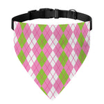 White Pink And Green Argyle Print Over The Collar Dog Bandana