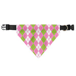 White Pink And Green Argyle Print Over The Collar Dog Bandana