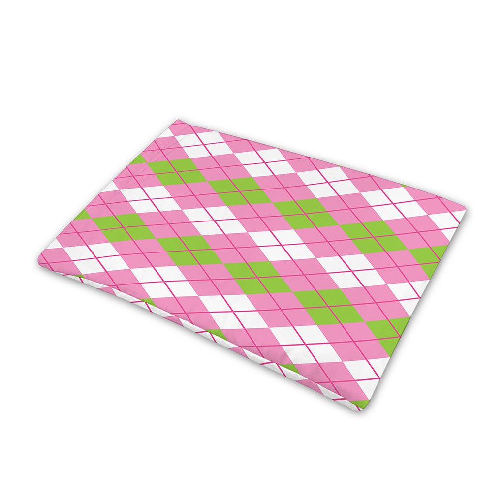 White Pink And Green Argyle Print Pet Cooling Mat Cover