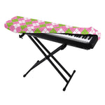 White Pink And Green Argyle Print Piano Keyboard Cover