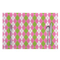 White Pink And Green Argyle Print Placemat