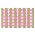 White Pink And Green Argyle Print Polyester Doormat