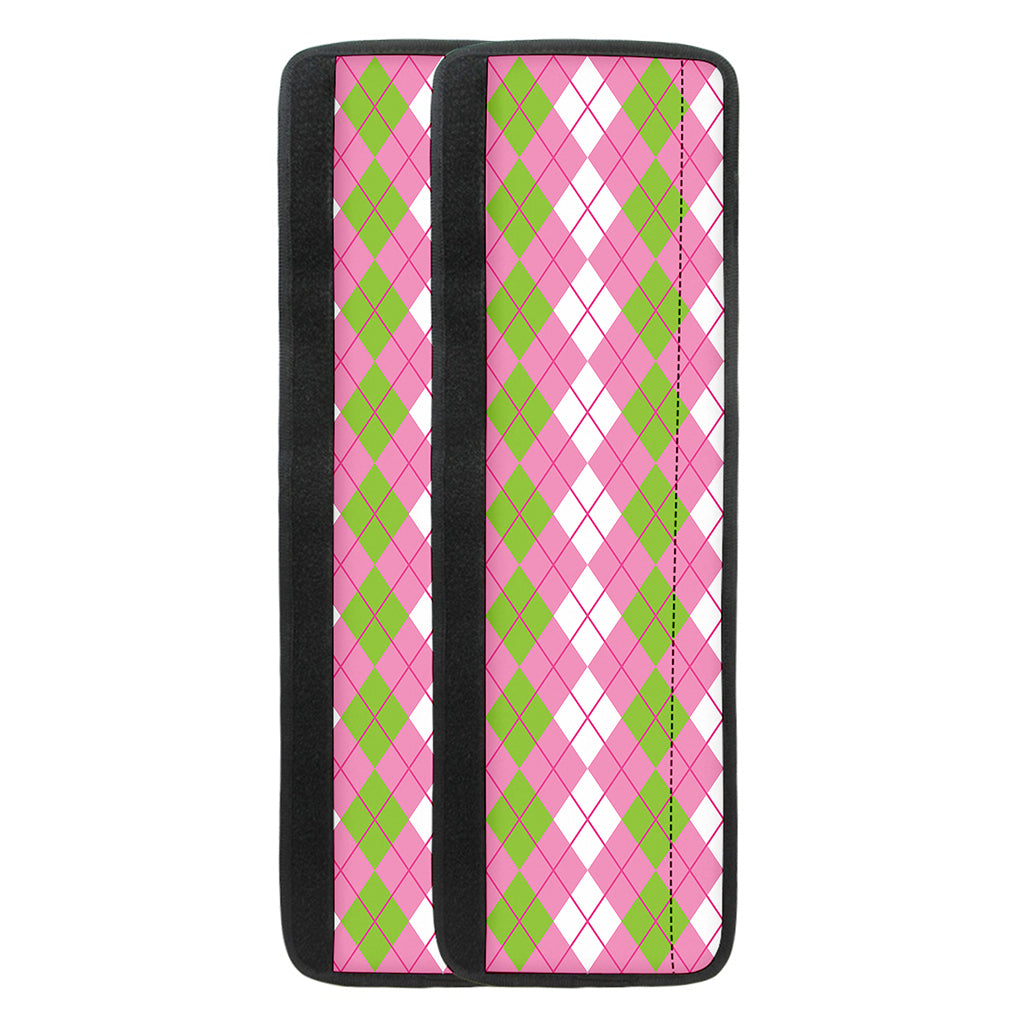 White Pink And Green Argyle Print Refrigerator Handle Covers