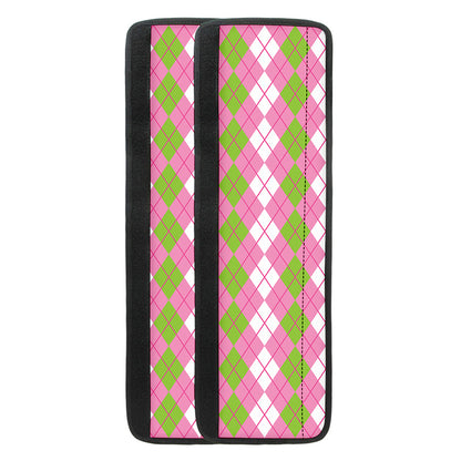 White Pink And Green Argyle Print Refrigerator Handle Covers