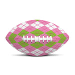 White Pink And Green Argyle Print Rugby Ball
