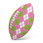 White Pink And Green Argyle Print Rugby Ball